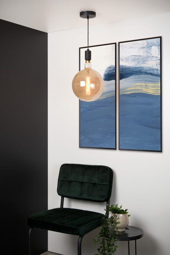 Hanglamp - Ø10cm - 1xE27 - Zwart