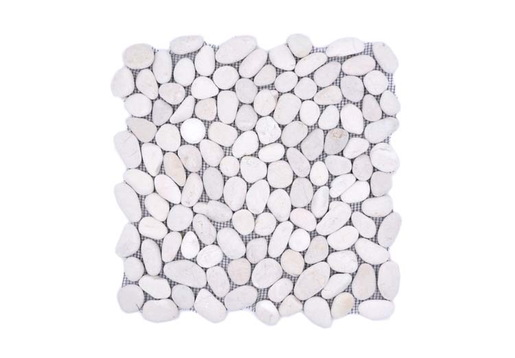 Mozaïek pebble sliced white 30,5 x 30,5 cm