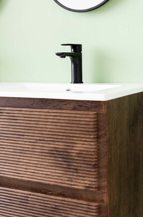 Badkamermeubel Jelte notelaar hangend met dubbele wastafel mat wit 120cm