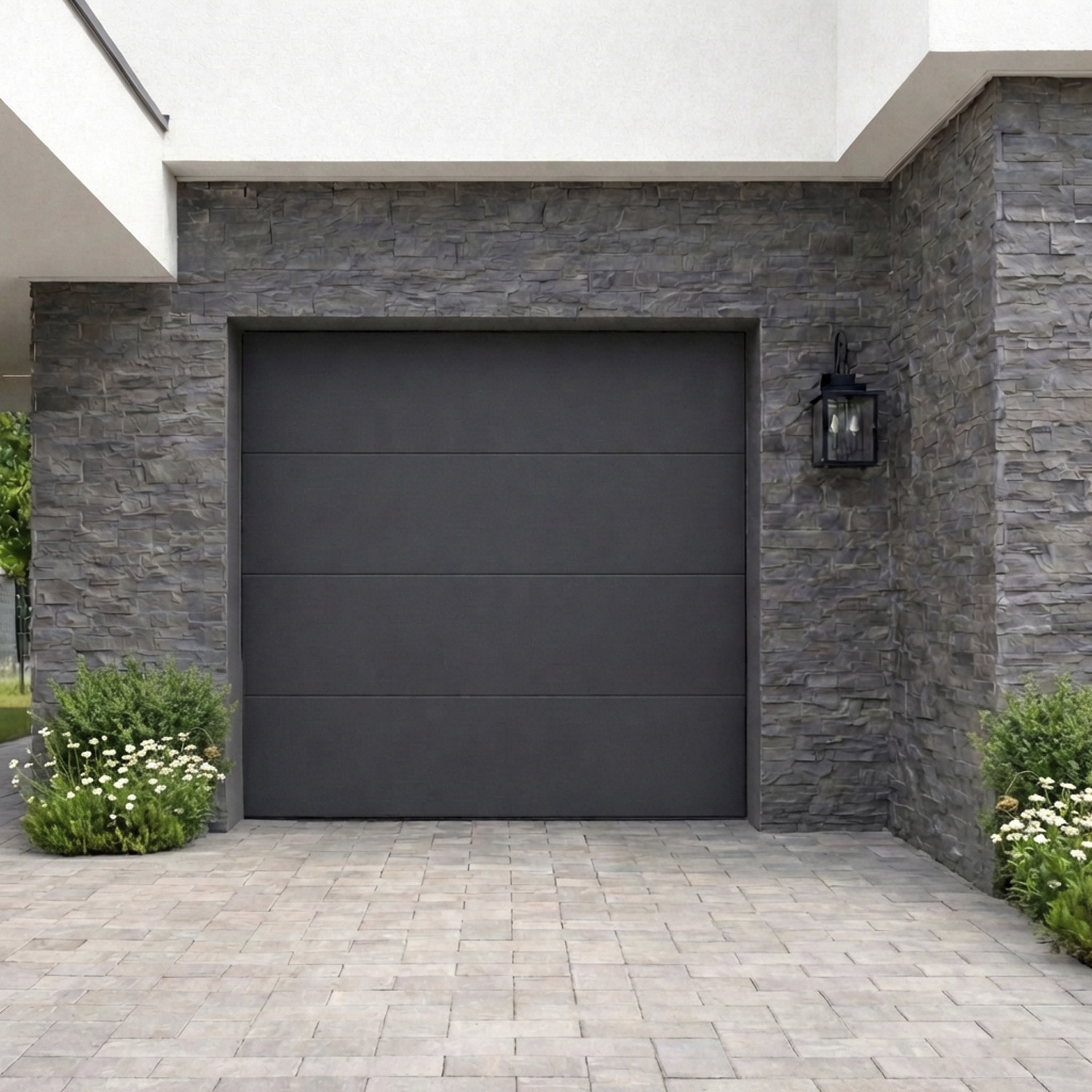 Porte sectionnelle Dora anthracite avec moteur et ressort de traction L2500xH2125mm