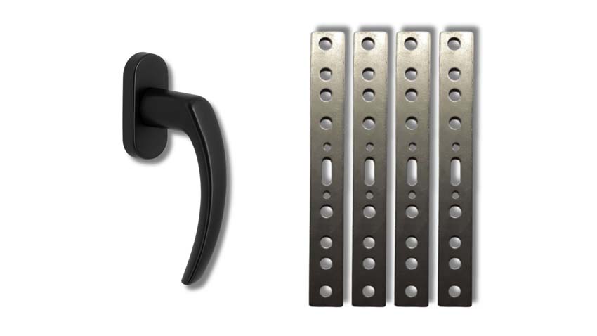 Accessoires complets pour fenêtre tournante à 1 vantail Ikkuna anthracite