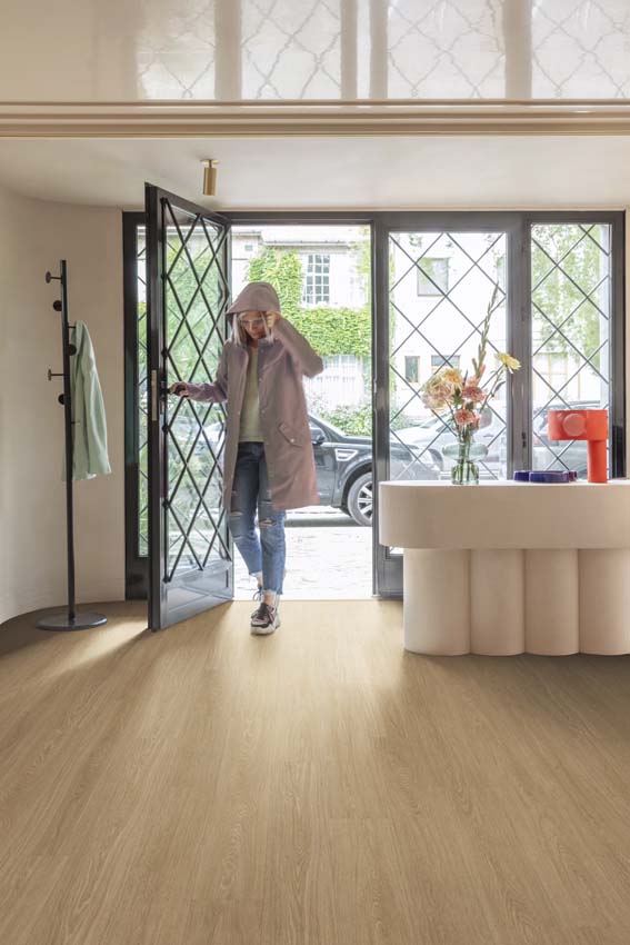 Vinyl vloer Floorify Cannele plank 4mm lichtbeige eik 121,9x17,8cm