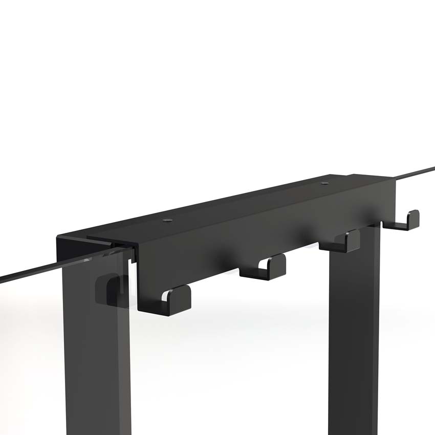 Doucherek mat zwart 50x50x6,5cm met 4 ophanghaken