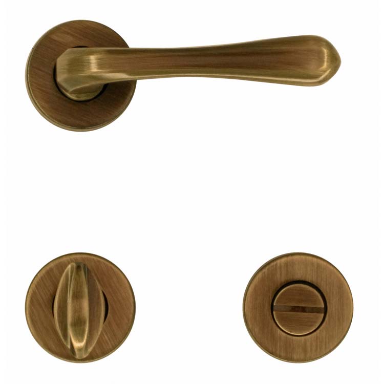 Poignée de porte pro alba bronze avec serrure toilette