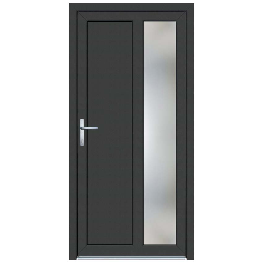 Buitendeur Lumeo PVC mat glas antraciet/wit 1000x2000mm links