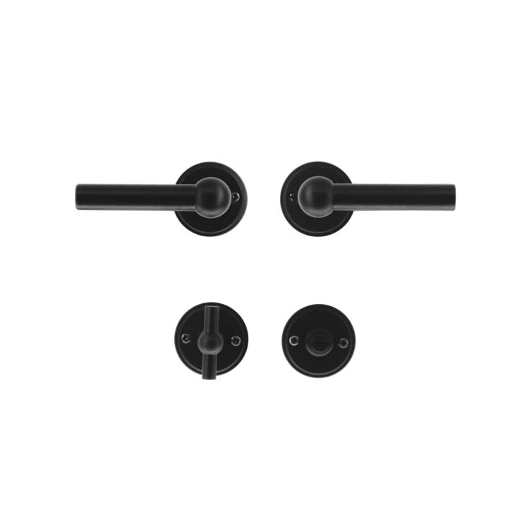 Poignée de porte pro grado 2x lucera noir avec serrure toilette