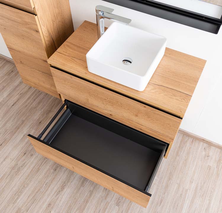 Badmeubel Daria eik goudbruin 900 mm opbouwtablet melamine