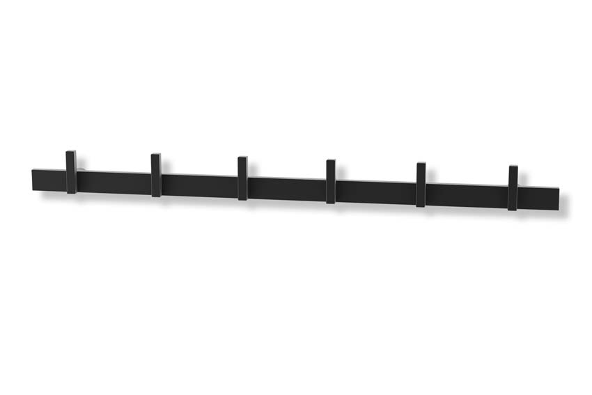Porte-manteau Zack Cadore en acier noir 60cm avec 6 crochets