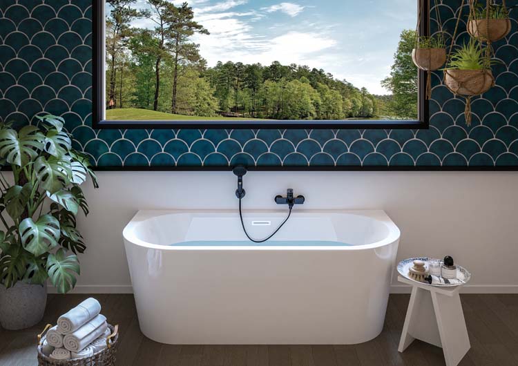 Half vrijstaand bad Eterna glanzend wit 170x75cm