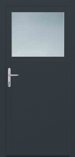 Buitendeur budget PVC 1/3 structuurglas antraciet/wit linkstrekkend op maat Buitendeur budget PVC 1/3 structuurglas antraciet/wit linkstrekkend op maat