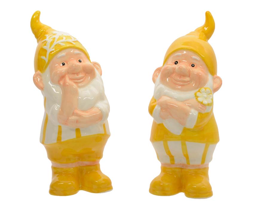 Figurine de lutin dolomite jaune/blanc 10x10,3x25cm