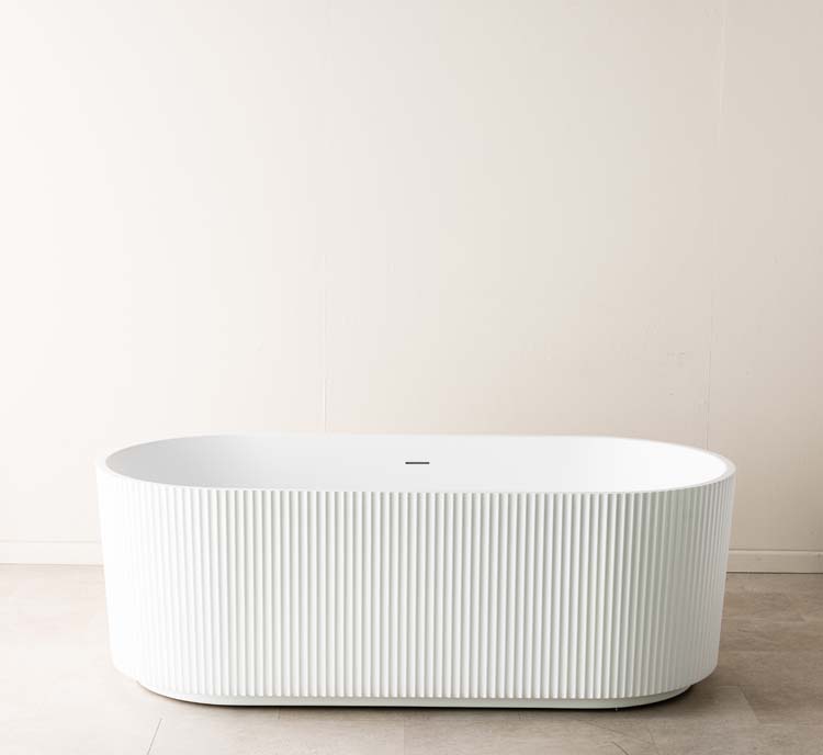 Vrijstaand bad Chloe mat wit geribbeld 170x80cm