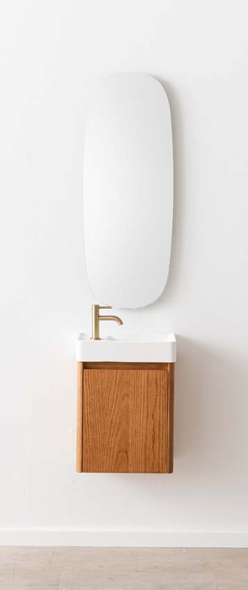 Toiletmeubel Floris eik wastafel wit 50x40,5x25cm