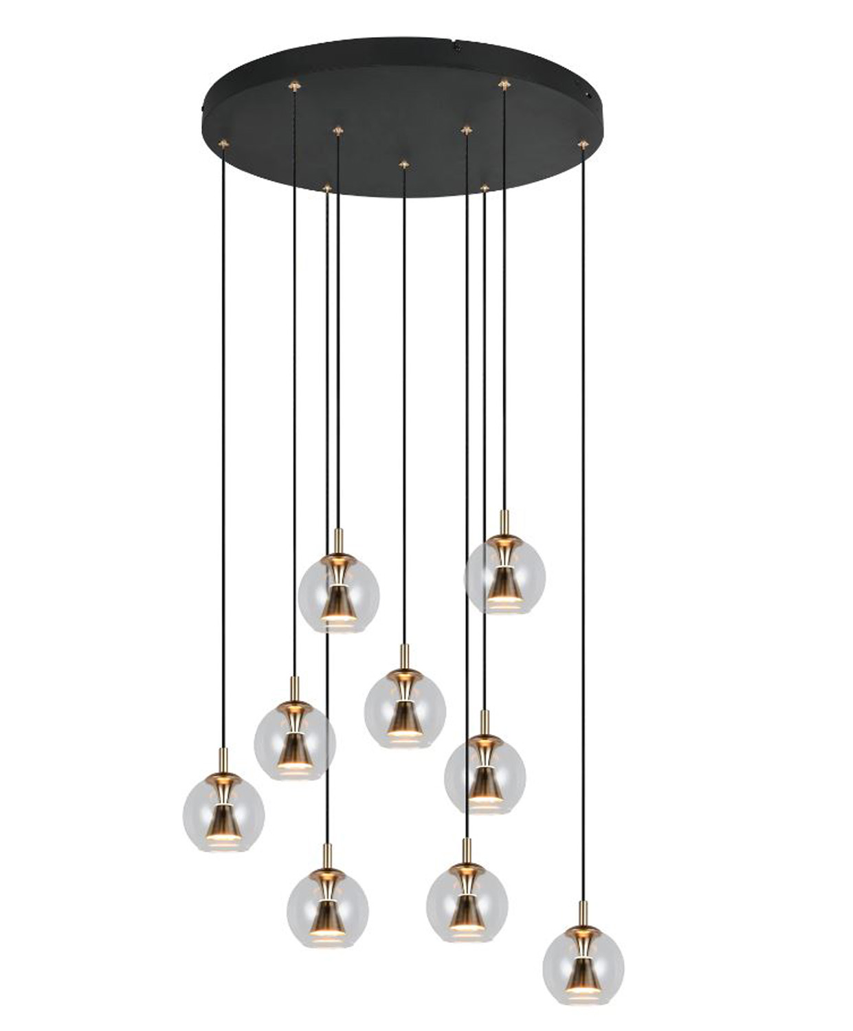 Suspension - noir/or - Ø63xH300cm - dimmable - LED - 9x4,2W - 2300/3000/4000K