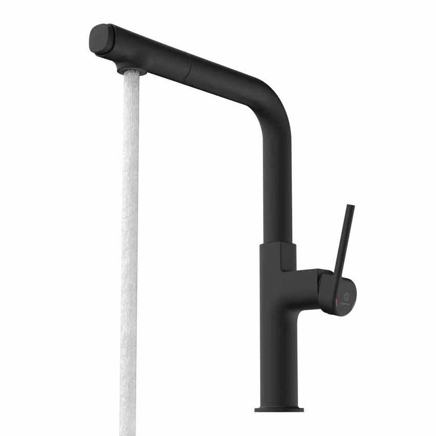 Robinet de cuisine Wasserwerk WK 11 noir mat avec bec extractible