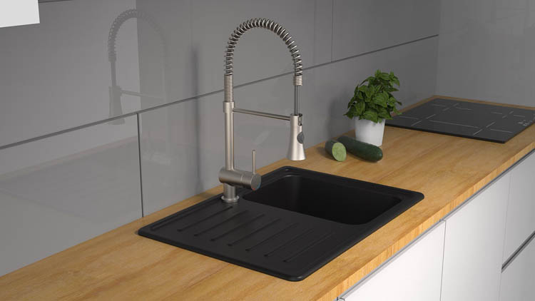 Keukenkraan Charlotte inox-look spiraalveer