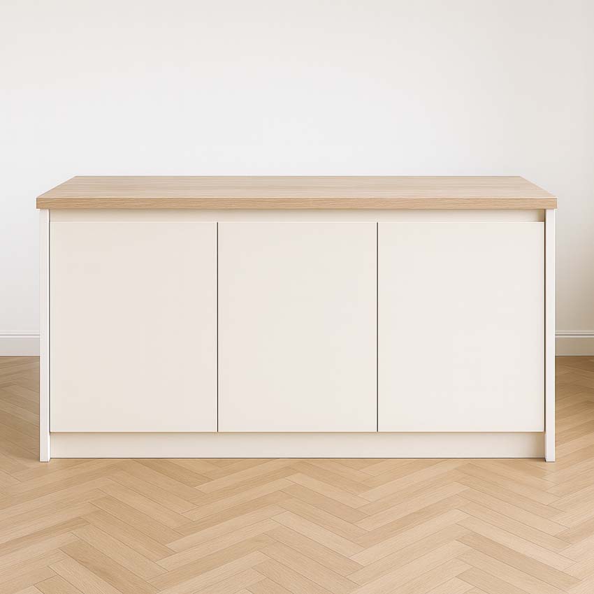 Îlot de cuisine Plenti blanc/look de chêne 154,5cm