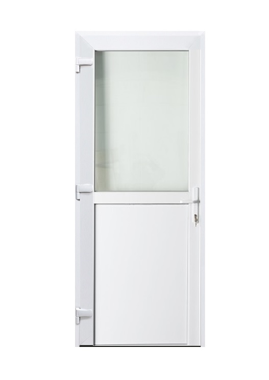 Porte extérieure semi-vitrée PVC verre clair blanc ouvrant à gauche ouvrant vers lextérieur sur mesure