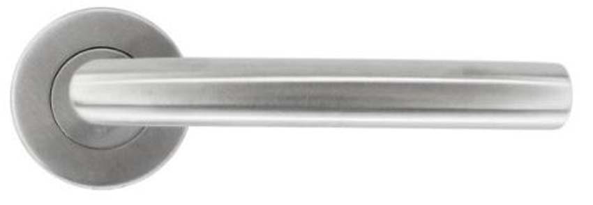 Deurkruk pro C shape inox plus rond 19mm set met rozetten zonder sleutelplaat