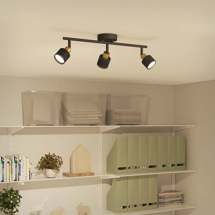 Spot en saillie - Noir/or - 48,4x13,4x11,2cm - GU10 - 3x25W