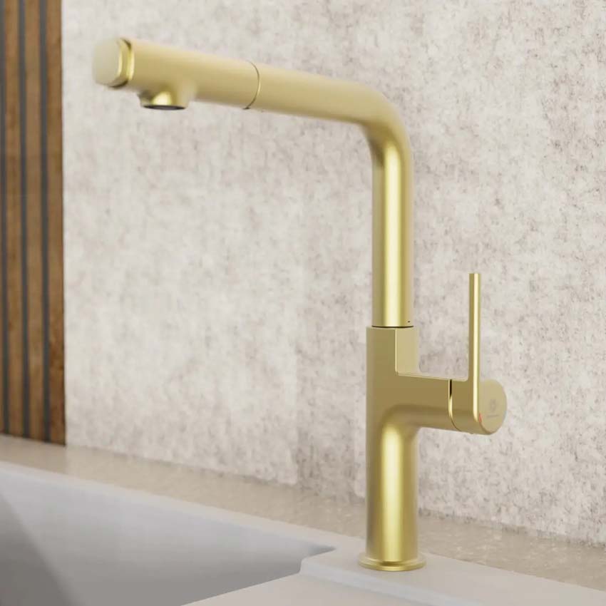 Robinet de cuisine Wasserwerk WK 11 or mat avec bec extractible