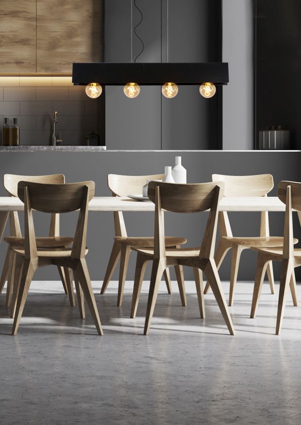 Suspension - noir - 90x7x130cm - dimmable - 4xE27 - 60W