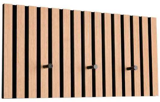 Kapstok eik naturel 60x30x7cm 3 haken