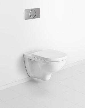 Toilette suspendue Villeroy & Boch O.Novo sans rebord à chasse d'eau directe blanche avec siège de WC