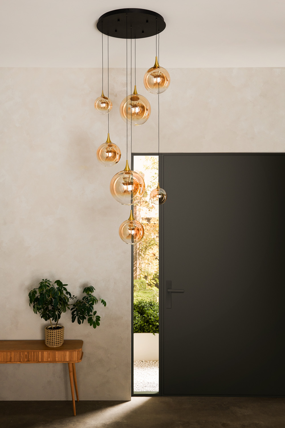 Lucide Premium Gisela - Hanglamp - Ø84cm - LED Dimb. - 2700K - Met vervangbare LED-module - Amber