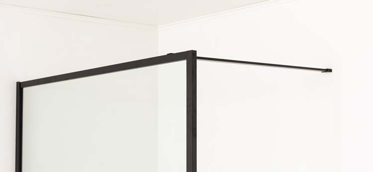 Paroi de douche Umi profile noire 140x200cm avec barre