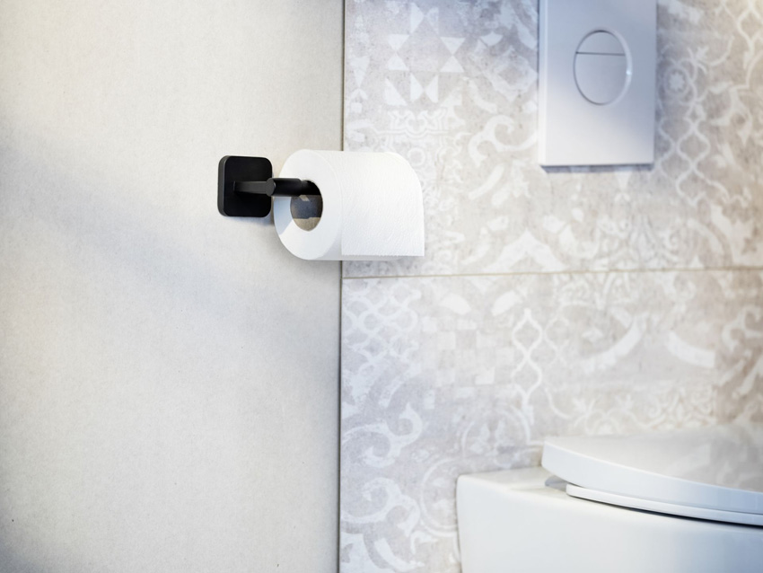 Toiletrolhouder Wenko Porto Turbo-Loc mat zwart 16,5x5,5x7,5cm zonder boren