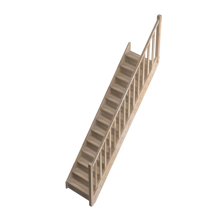 Escalier fermé chêne Hamburg droit 280x80cm avec rampe