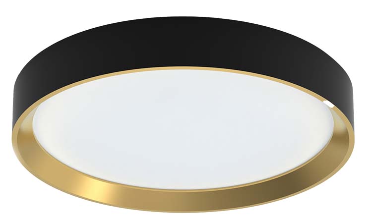 Plafondlamp - zwart/goud - 6,6xØ38,4cm - dimbaar - LED - 1x24W - 2700K