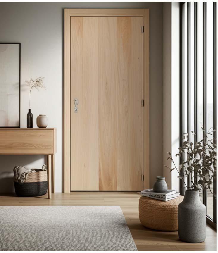 Complete binnendeur fineer eik 201,5x73cm honingraat omkeerbaar + deurkast 17cm