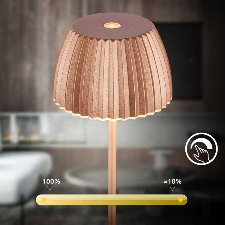 Lampe de table Elvoro - cuivre - 20cm - dimmable - LED - 1.5W - 2700K - IP44 - USB