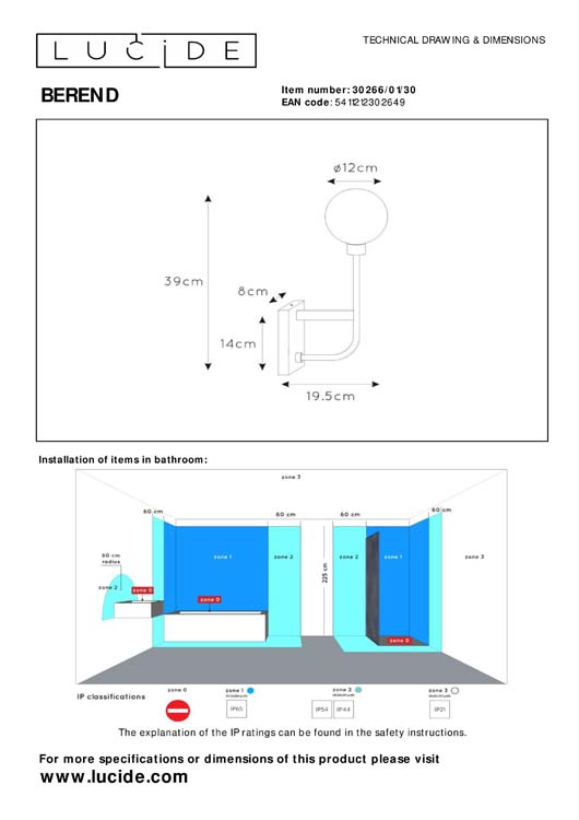Wandlamp badkamer - zwart - G9 - 33W - IP44