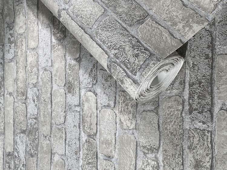 Vinyle sur papier peint intissé brique gris 0,53x10m