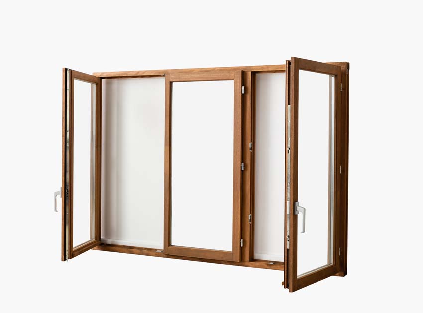 Fenêtre tournante à 3 vantaux Trae bois Meranti 55mm naturel L2100xH1400mm