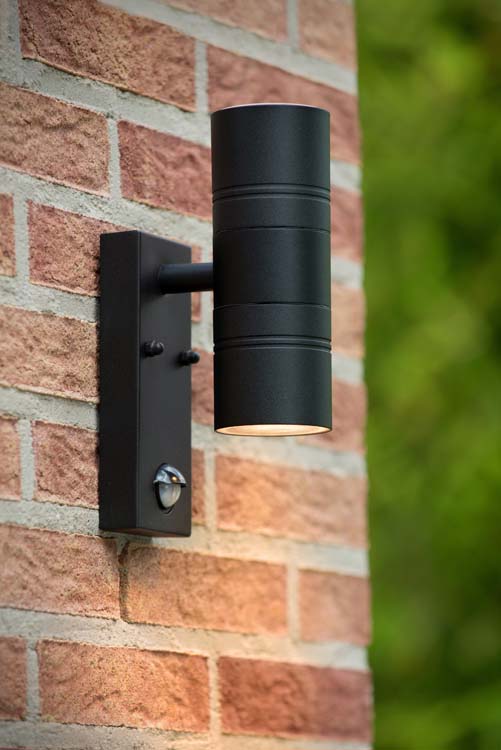 Spot mural extérieur - noir - Ø6,3cm - LED - 2x5W - 2700K - IP44 - avec capteur