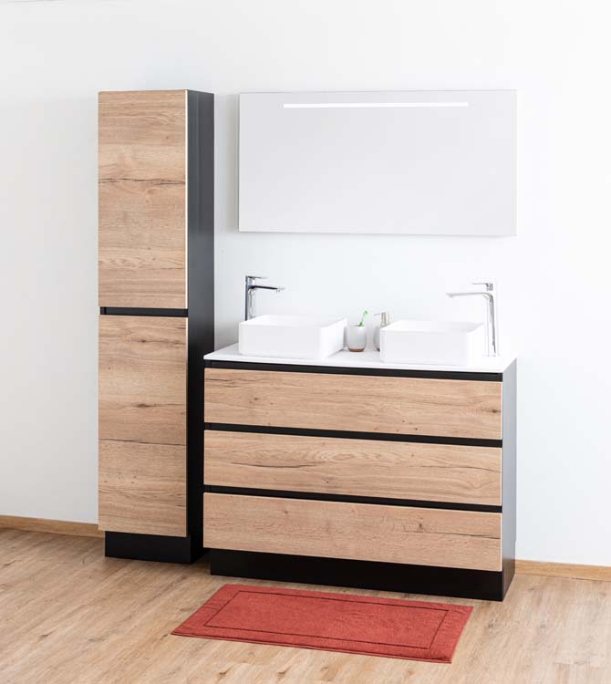 Badkamermeubel Dotan eik staand met mat topblad 120cm