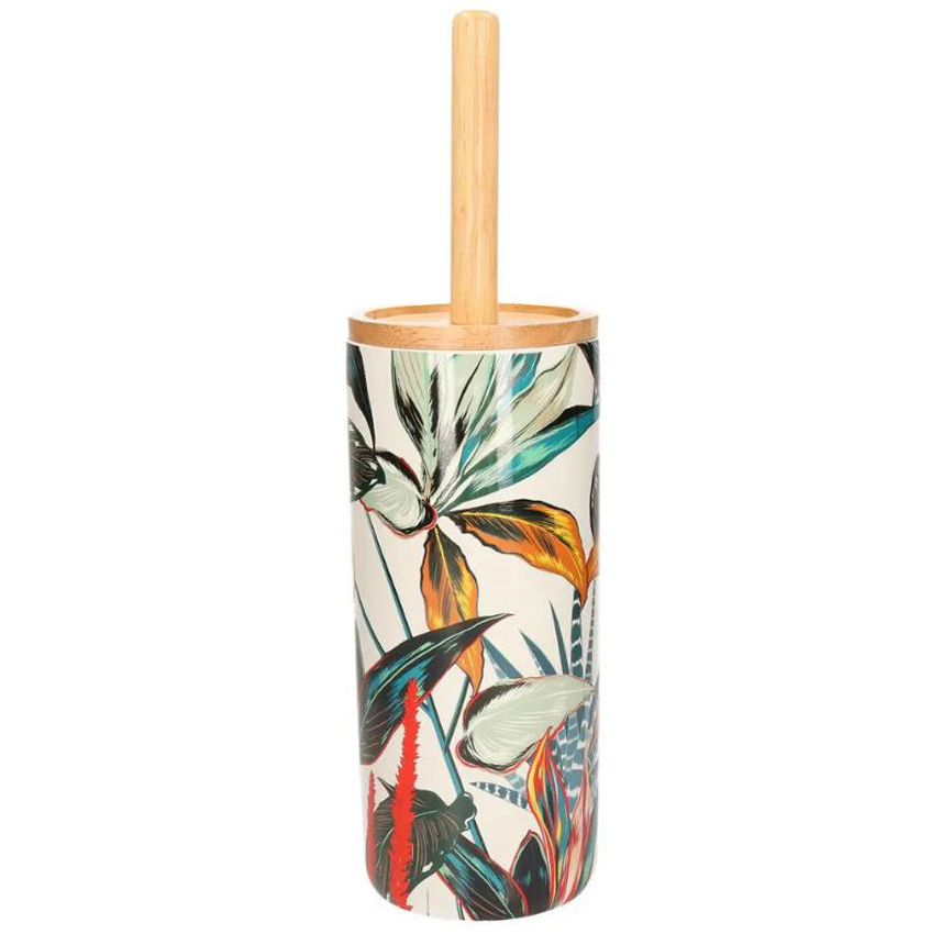 Toiletborstel met houder Hawaii zandsteen/bamboe multicolor