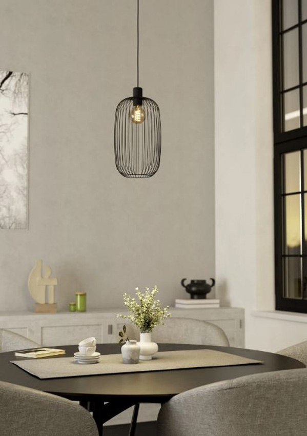Hanglamp - zwart - Ø22xH110cm - dimbaar - E27 - 1x40W - excl. lichtbron