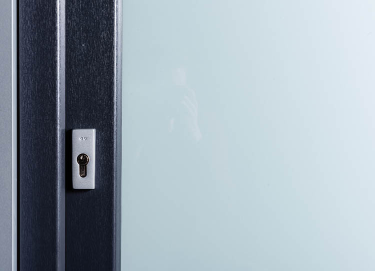 Buitendeur 2 klare lijnen PVC mat glas antraciet/wit 980x2180mm linkstrekkend