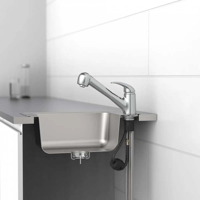 Keukenkraan Aiko chroom lage druk met uittrekbare uitloop