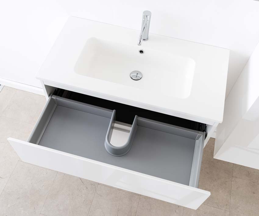 Meuble de salle de bain Tibo blanc avec lavabo simple blanc brillant 90cm
