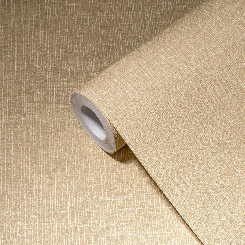 Vinyle sur papier peint intissé uni tissé jaune clair/jaune foncé 0,53x10m