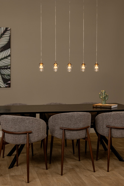 Hanglamp Fira - transparant - dimbaar - 5x4W - 2700K