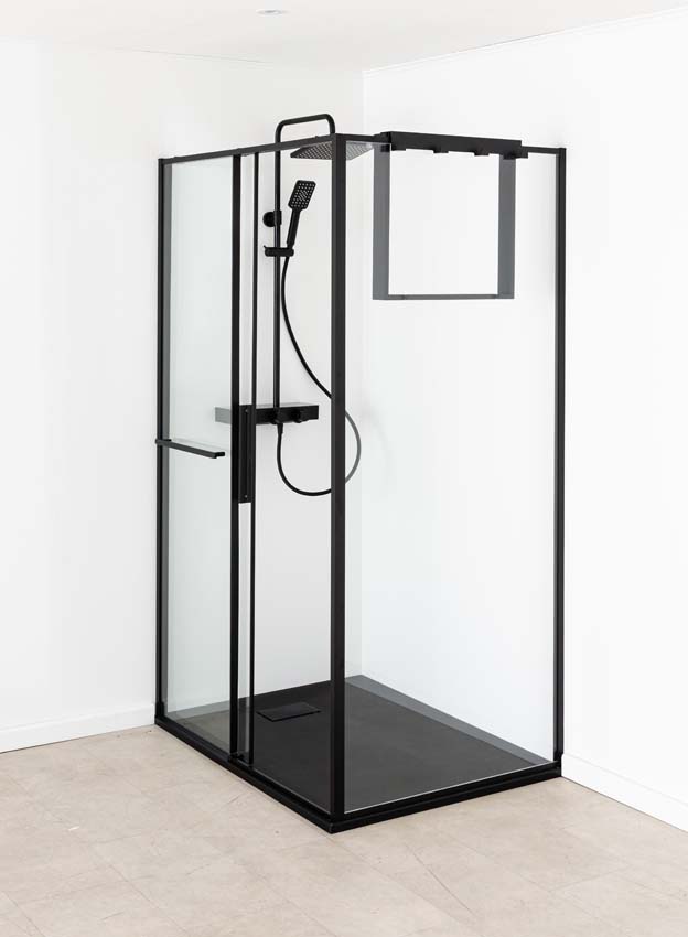 Porte de douche coulissante Ulani noir 138-140x200cm