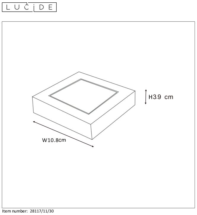 Plafonnier - noir - carré - dimmable - LED - 8W - IP44