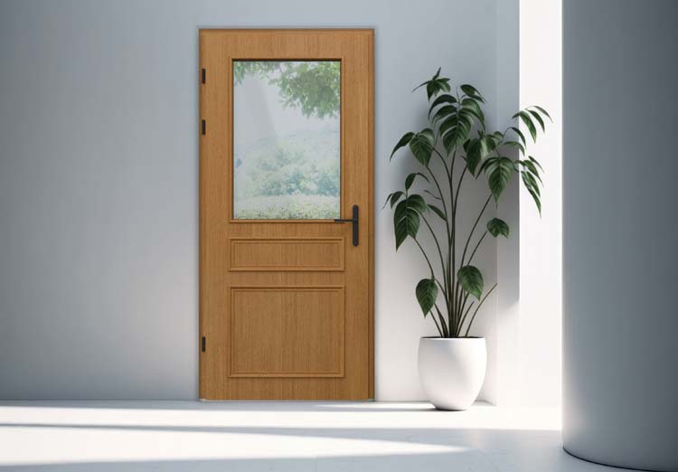 Houten buitendeur halfglas Taag meranti natuur helder glas linkstrekkend op maat